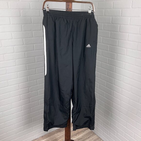 Adidas Pants Men XL Black White 3 Stripe Clima 365 WIndbreaker Mesh Lined‎ VTG - Picture 1 of 11